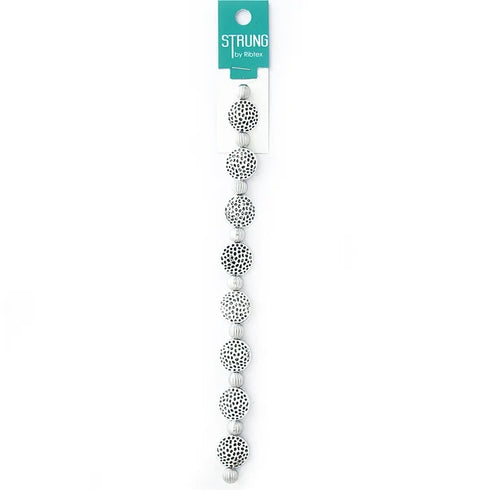 Metal Flat Round Disc & Balls Strung Beads